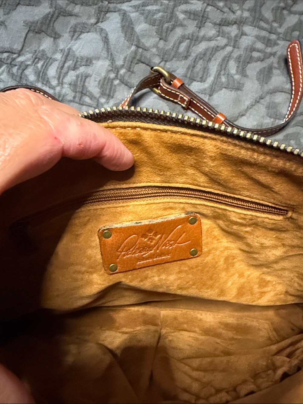Patricia Nash Orange Floral Leather Crossbody with Tan Strap - Picture 3 of 6